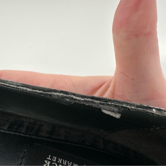 White House black market womens heels size 7.5 black gray leather suede platform - Picture 9 of 10